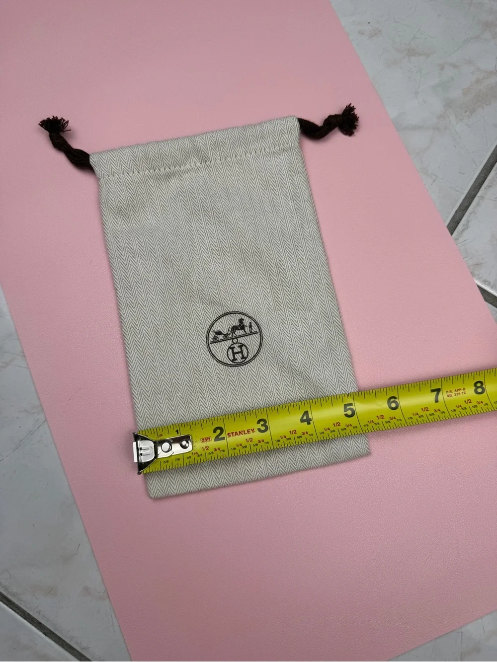 Hermes Beige Drawstring Dust Bag with Brown Cord